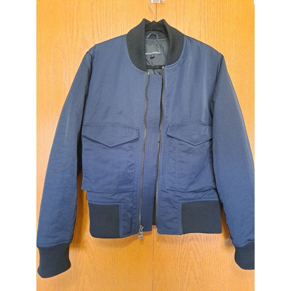 Banana Republic Men's Navy Blue Bomber Jacket S Waterproof Lined Insulated Zip